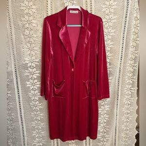 Southern Grace Hard Candy Long Jacket Trench Cardigan Velvet Velour Hot Pink